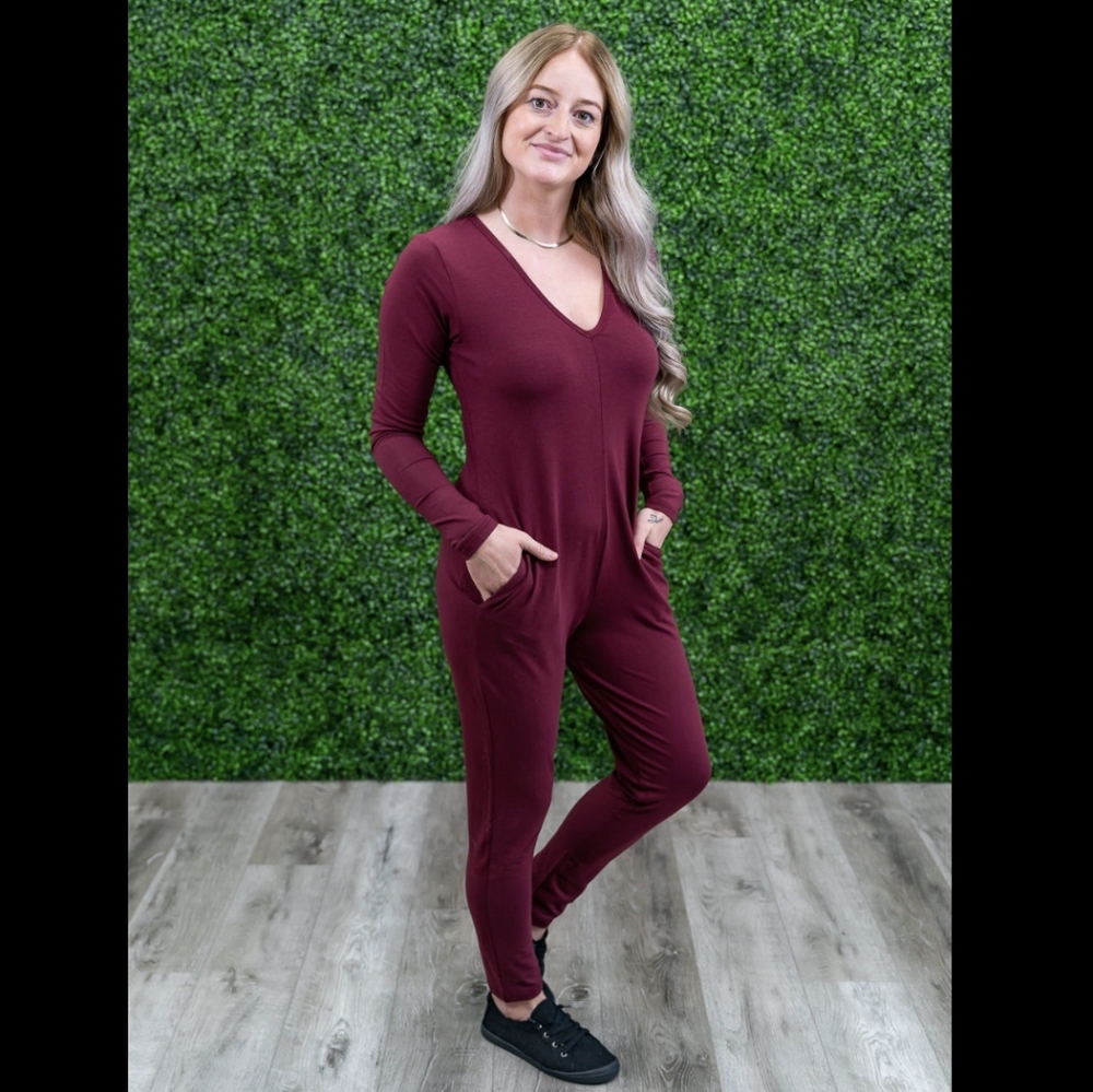 Smash + Tess The Friday Romper in Burgundy